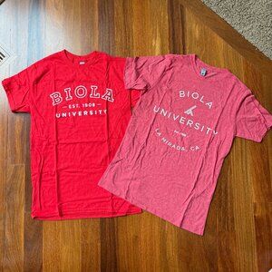 Two (2) NEW Sz S Biola University (Los Angeles, CA) t-shirts